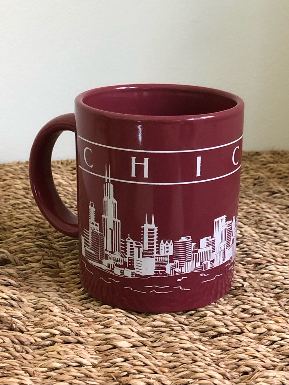 Chicago Skyline Maroon Ceramic Coffee Mug